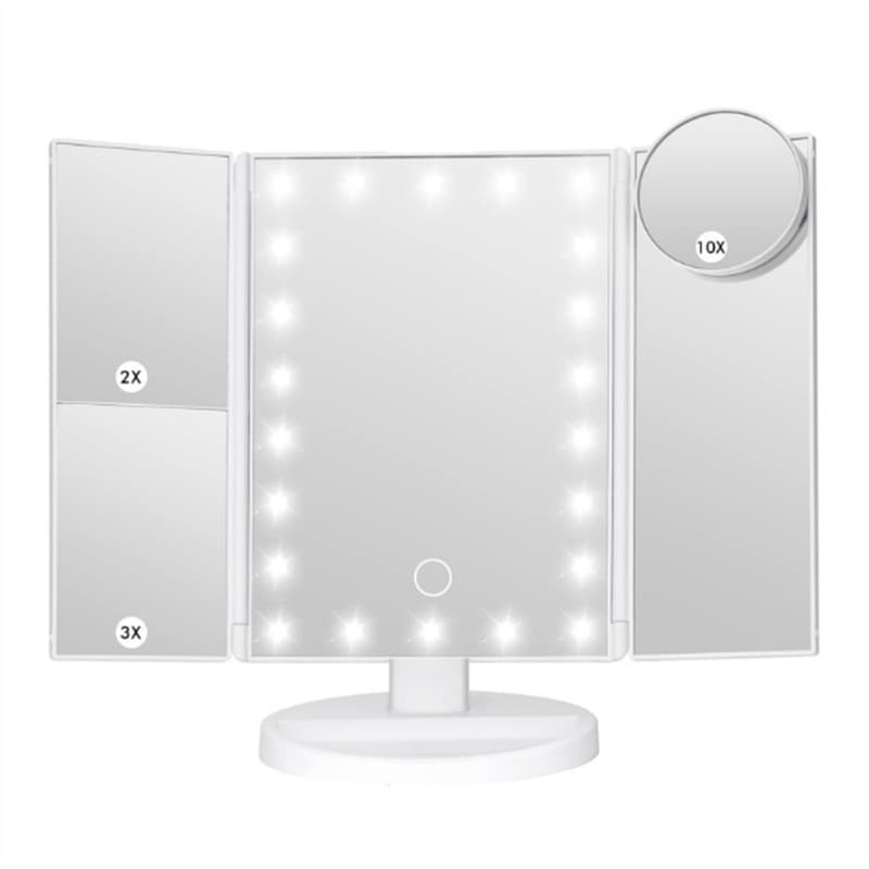 Cross-border spot three-sided mirror with 22 lights, Led cosmetic mirror, foldable dormitory dressing table, storage box, light table 6
