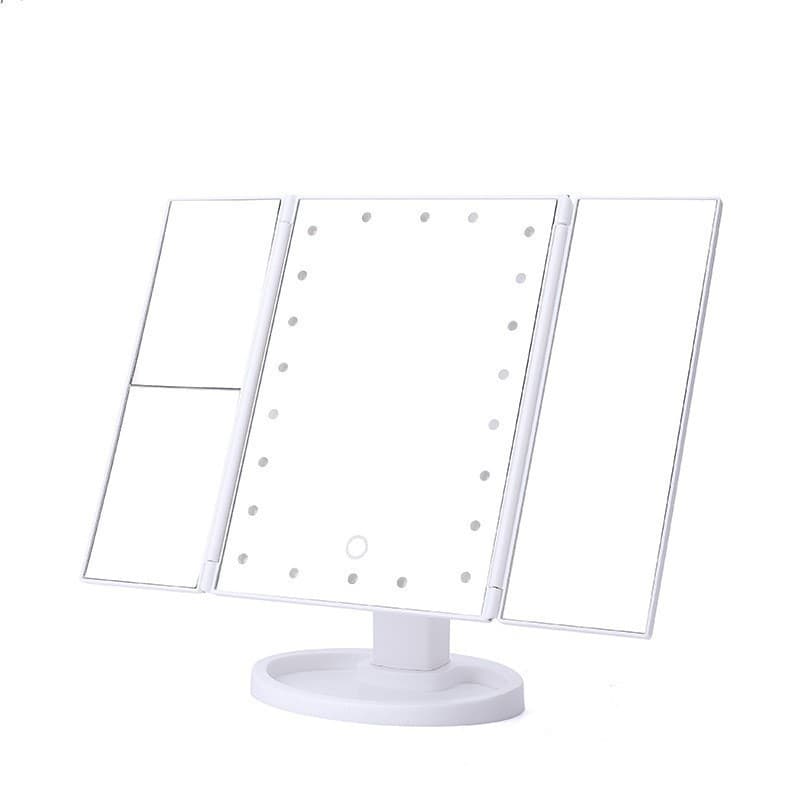 Cross-border spot three-sided mirror with 22 lights, Led cosmetic mirror, foldable dormitory dressing table, storage box, light table 7