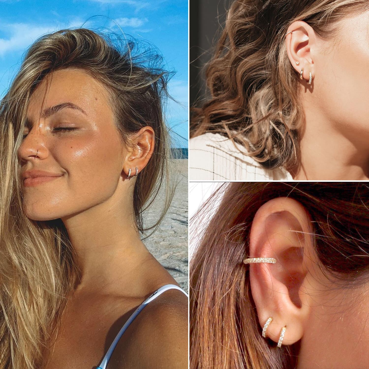 Stainless steel earrings, zircon earrings, hoop-shaped gold versatile round coils, micro-embellished earrings, earrings with stones, cross-border hot sale 5