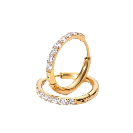Stainless steel earrings, zircon earrings, hoop-shaped gold versatile round coils, micro-embellished earrings, earrings with stones, cross-border hot sale 6