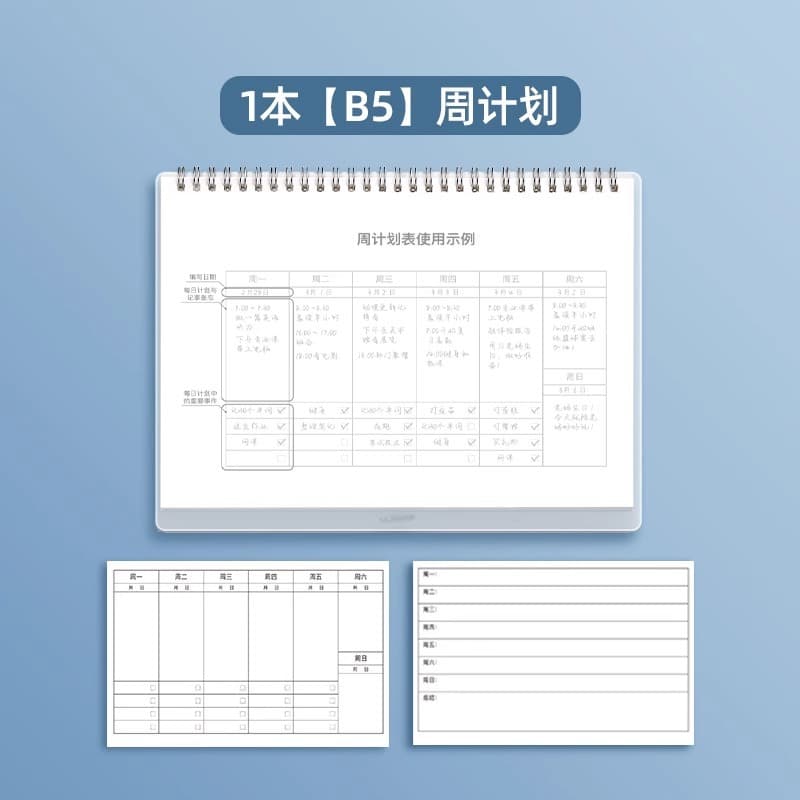 Daily Plan, Weekly Plan, Diary, Schedule Coil Notebook, 2024 Study Examination Self-Discipline Check-in Notebook 8