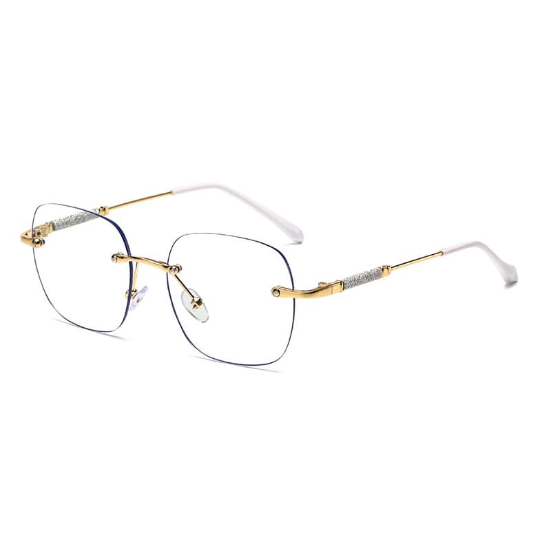 Advanced photochromic starry cross-border fashionable anti-blue light mirrors for women with rimless edge-cut high-definition myopia glasses frames 6