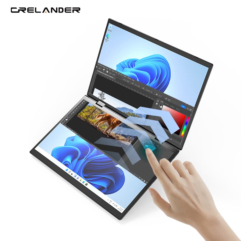 CRELANDER YG14D Dual Screen Laptop 14+14 Inch N100 360 Degree Rotation 2