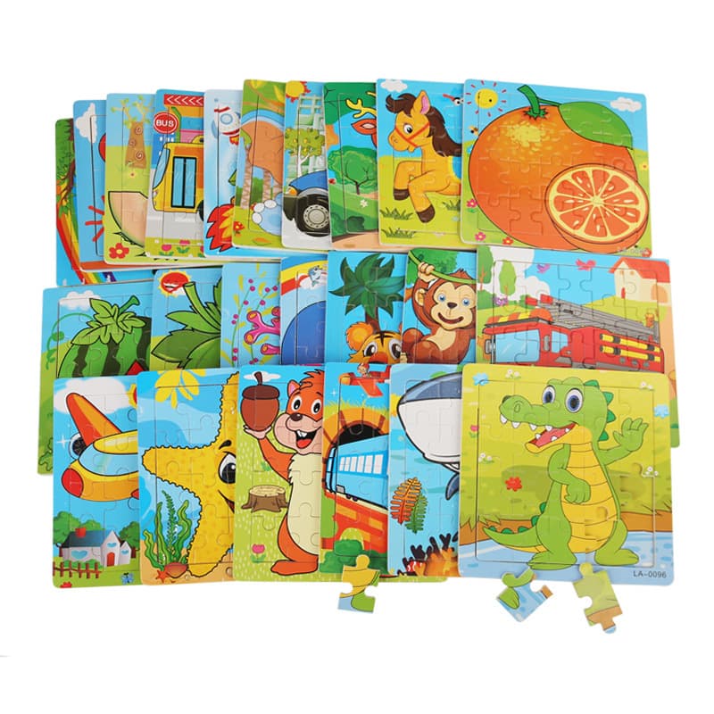 20 pieces wooden cartoon animal plane puzzle kindergarten baby boy girl early education educational building block toys 6
