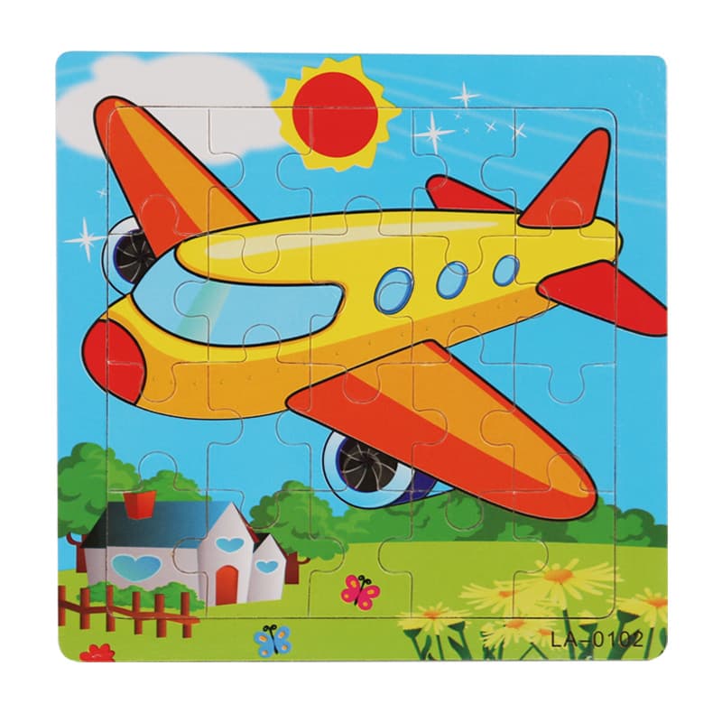 20 pieces wooden cartoon animal plane puzzle kindergarten baby boy girl early education educational building block toys 10