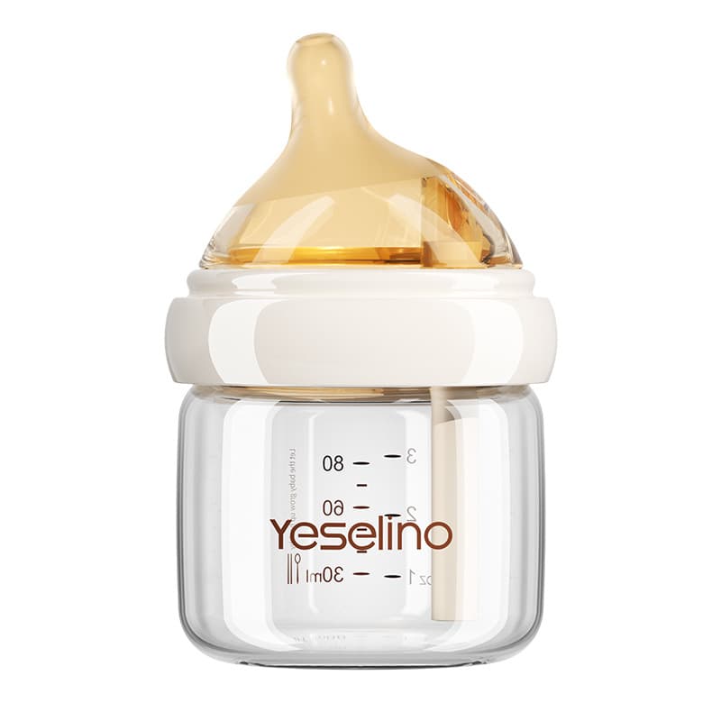 Newborn glass bottle 0-6 months high borosilicate glass baby anti-colic bottle liquid silicone nipple 6