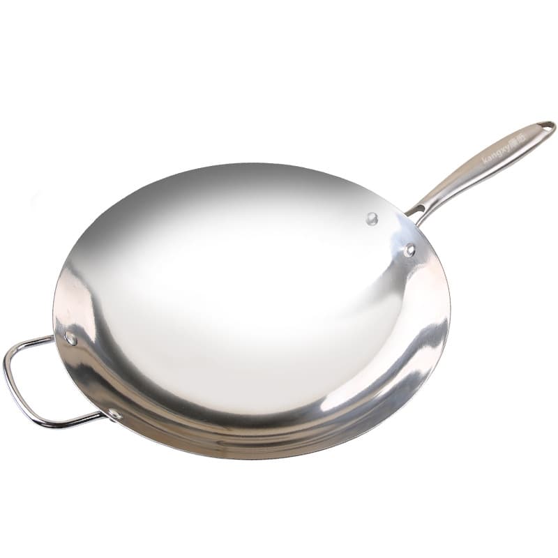 Stainless steel household cooking pot round bottom stall handmade pot wok non-stick pot induction cooker pot kitchen supplies 6