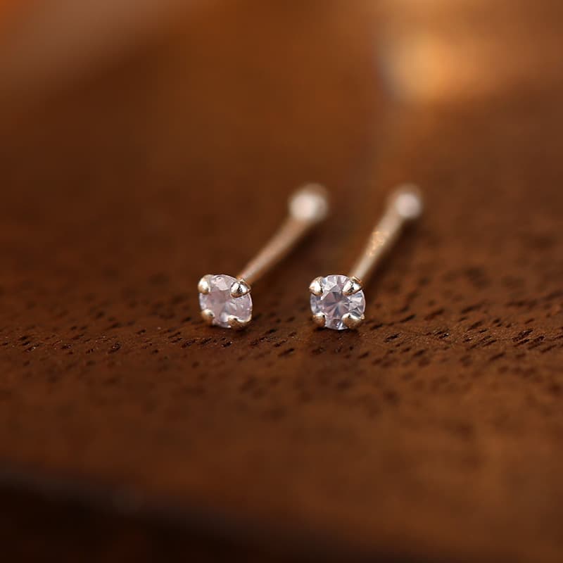 Under the Banyan Tree S999 sterling silver mini twelve birthstone color diamond ear bone earrings for women simple ear piercing earrings ins 7