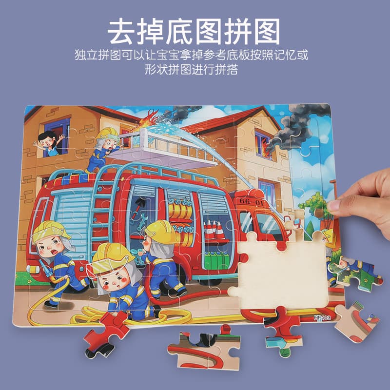 Wooden 60-piece puzzle for young children cartoon animal traffic plane puzzle baby early education educational building block toys 5