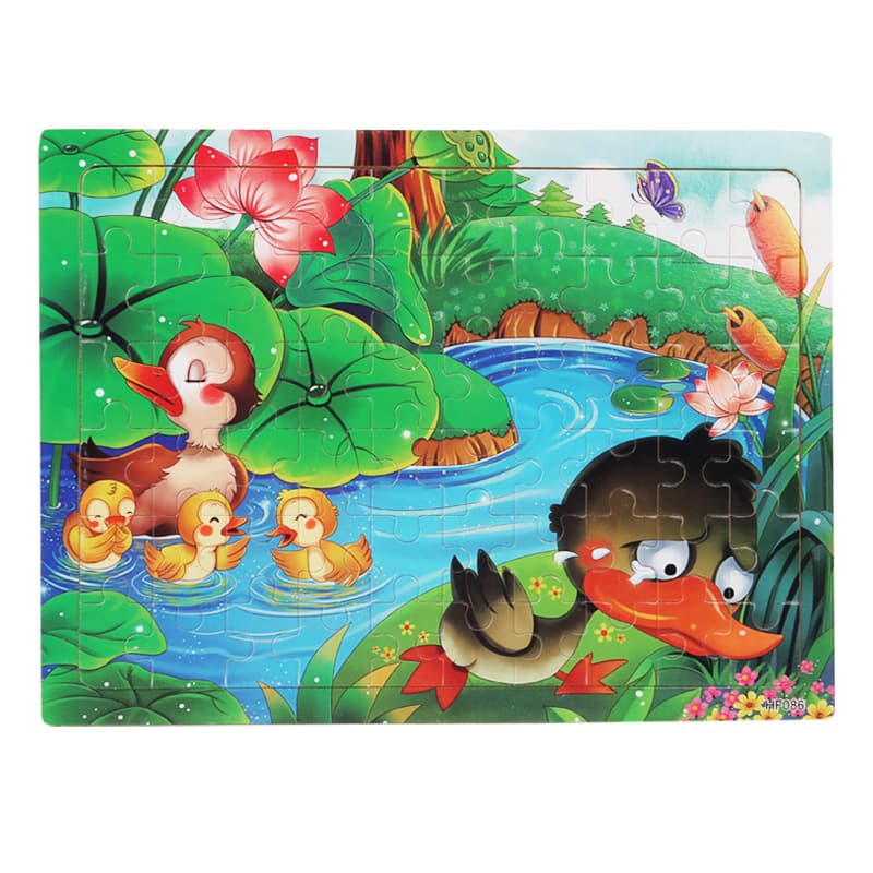 Wooden 60-piece puzzle for young children cartoon animal traffic plane puzzle baby early education educational building block toys 7