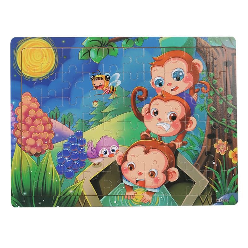 Wooden 60-piece puzzle for young children cartoon animal traffic plane puzzle baby early education educational building block toys 8