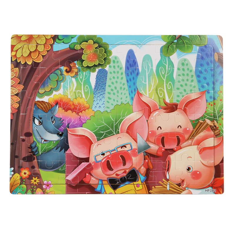 Wooden 60-piece puzzle for young children cartoon animal traffic plane puzzle baby early education educational building block toys 9