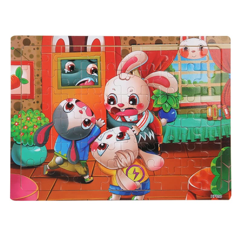 Wooden 60-piece puzzle for young children cartoon animal traffic plane puzzle baby early education educational building block toys 10
