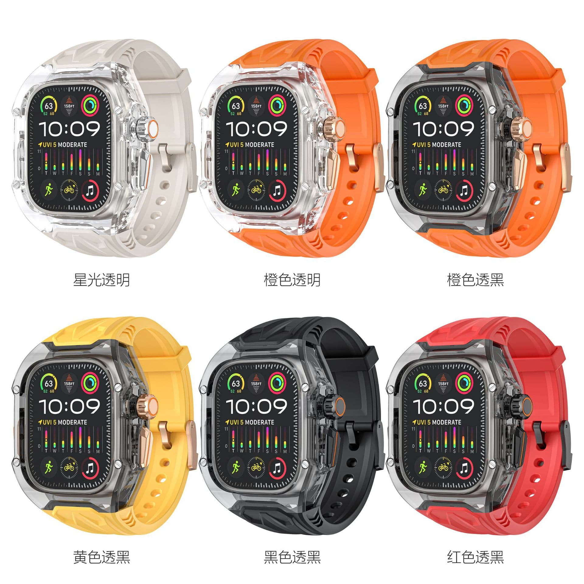 Suitable for Apple Watch 56789 generation Lambo modified Richard style transparent case strap Apple watch strap 1