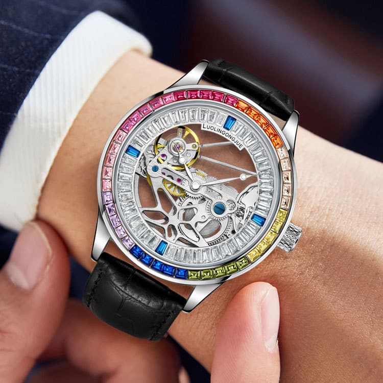 Duke of Lorraine genuine rainbow circle hollow fully automatic mechanical watch men's watch diamond-encrusted waterproof luxury men's watch on behalf of 4