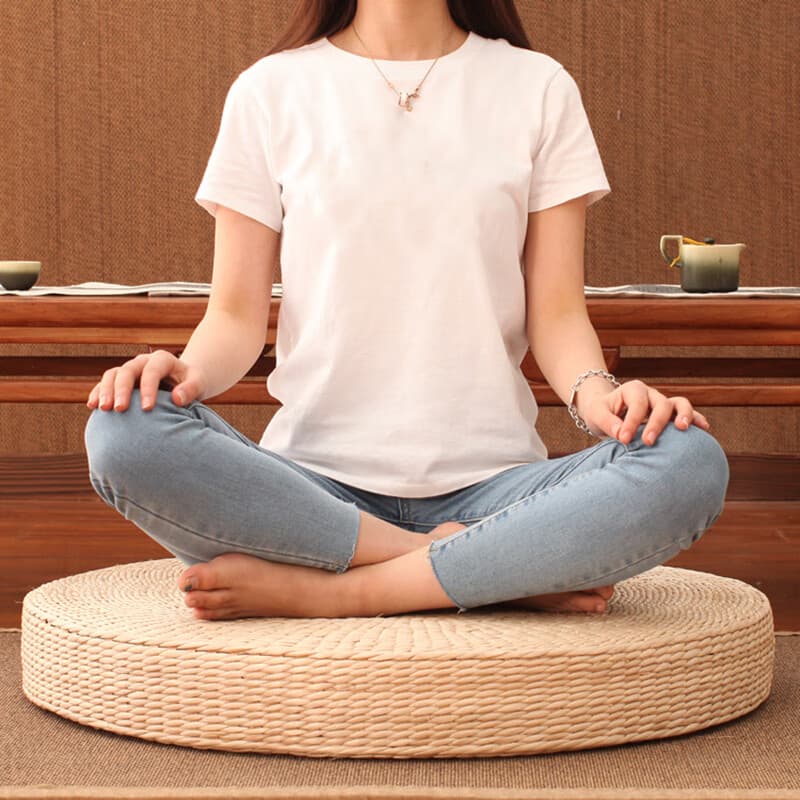 Japanese futon cushion round straw futon cushion decoration bay window balcony meditation floor mat meditation tatami mat 5