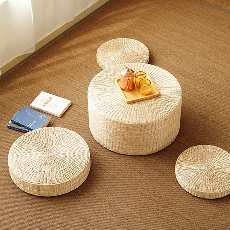 Japanese futon cushion round straw futon cushion decoration bay window balcony meditation floor mat meditation tatami mat 1