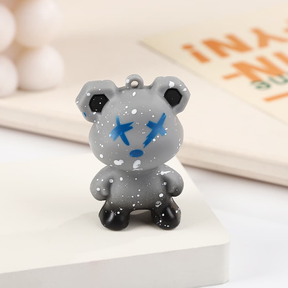 Graffiti Bear Keychain Doll Cartoon Three-dimensional Soft Plastic Keychain Accessory Couple Style Trendy Fashion Pendant 8