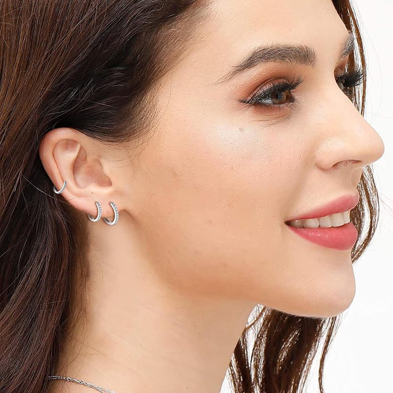Huggie cartilage earring set personalized round 14k gold ear buckle earrings for women Europe and America Amazon 8/10/12 5