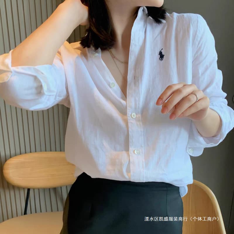European Station Raf Pony Label Linen Cotton White Shirt Women's Long Sleeve Loose Shirt Professional Wear Commuting Top Trendy Match 2