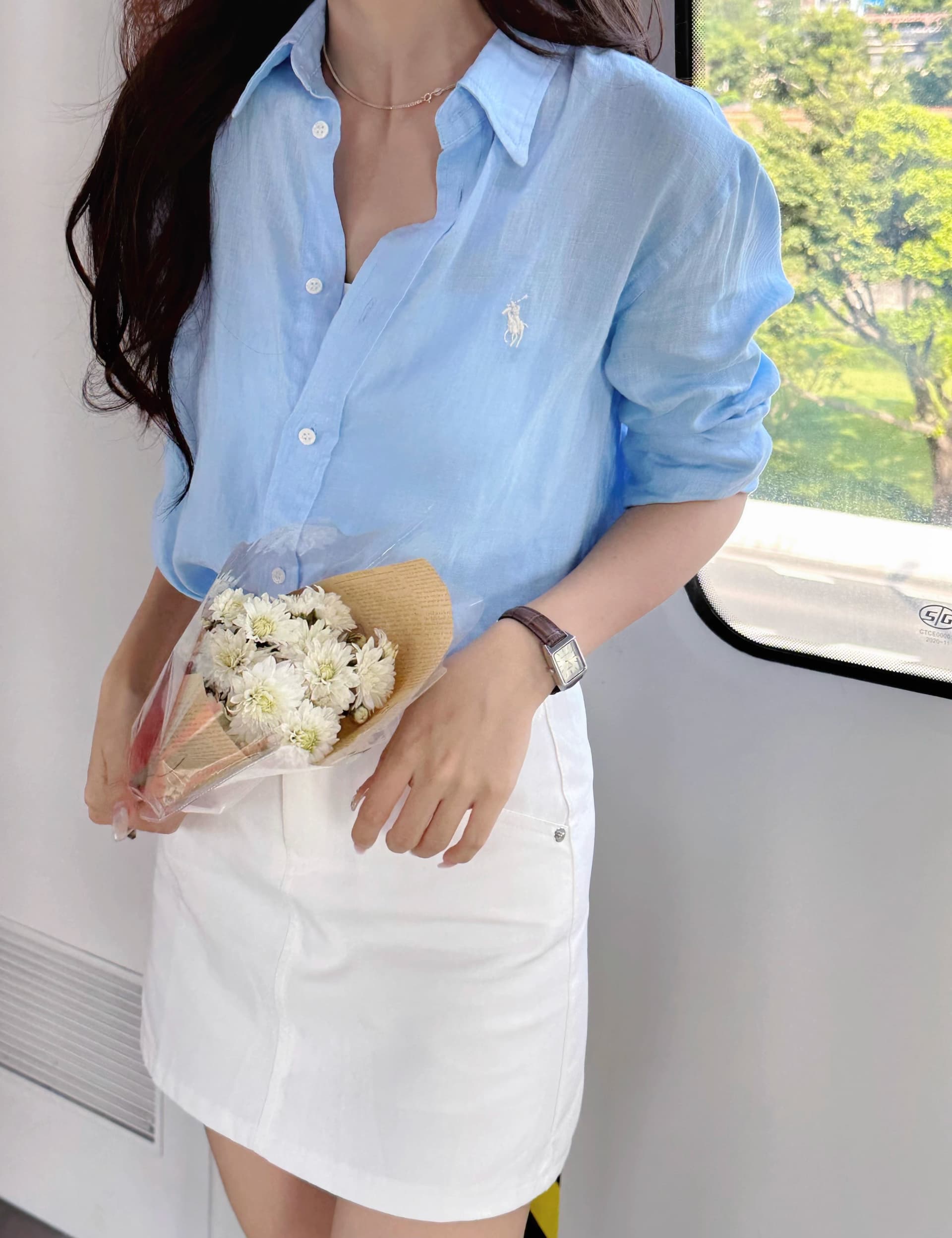 European Station Raf Pony Label Linen Cotton White Shirt Women's Long Sleeve Loose Shirt Professional Wear Commuting Top Trendy Match 8