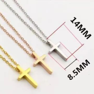 Smooth polished 18k gold cross necklace pendant clavicle chain women's high-end necklace titanium steel stainless steel 1
