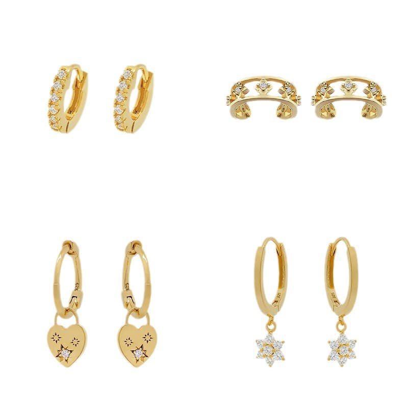 Cross-border exclusive supply of copper-plated 24K gold earrings, high-end zircon earrings, simple style earrings wholesale 6