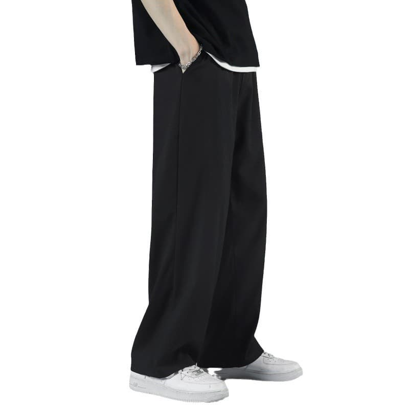 Summer thin ice silk casual pants men's loose large size straight wide leg drape quick-drying breathable sports long pants 6