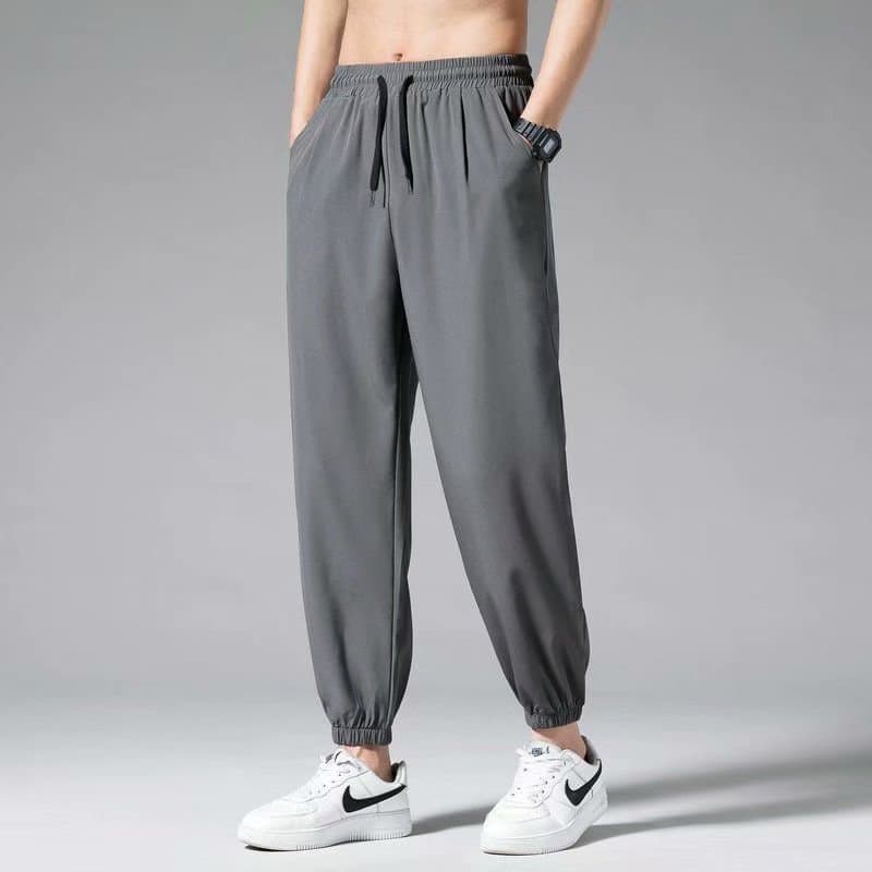 Summer thin ice silk casual pants men's loose large size straight wide leg drape quick-drying breathable sports long pants 8