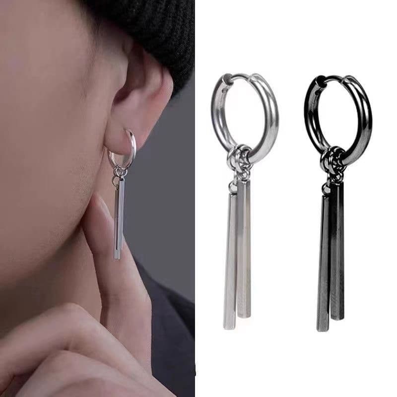Titanium steel trendy men's high-end single ins trendy simple personality handsome earrings men's earrings Solon earrings 2