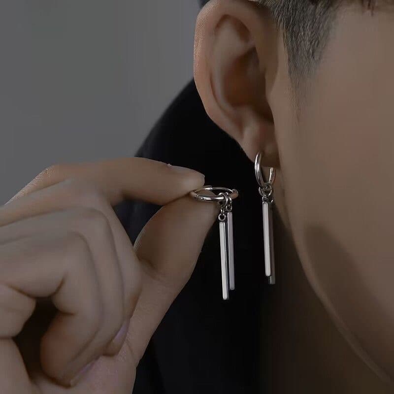 Titanium steel trendy men's high-end single ins trendy simple personality handsome earrings men's earrings Solon earrings 3