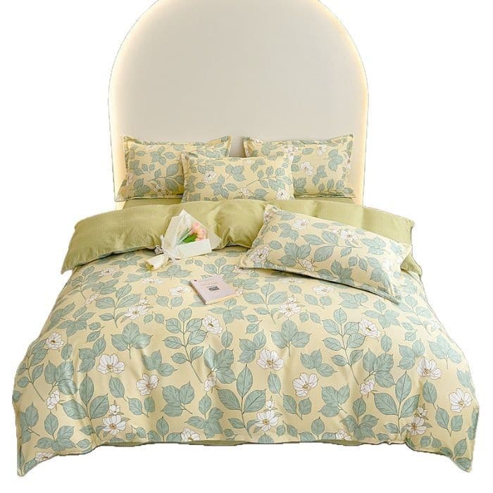 Category A maternal and infant grade ins small fresh pure cotton brushed four-piece set skin-friendly bed sheets washed cotton quilt cover dormitory three-piece set 6