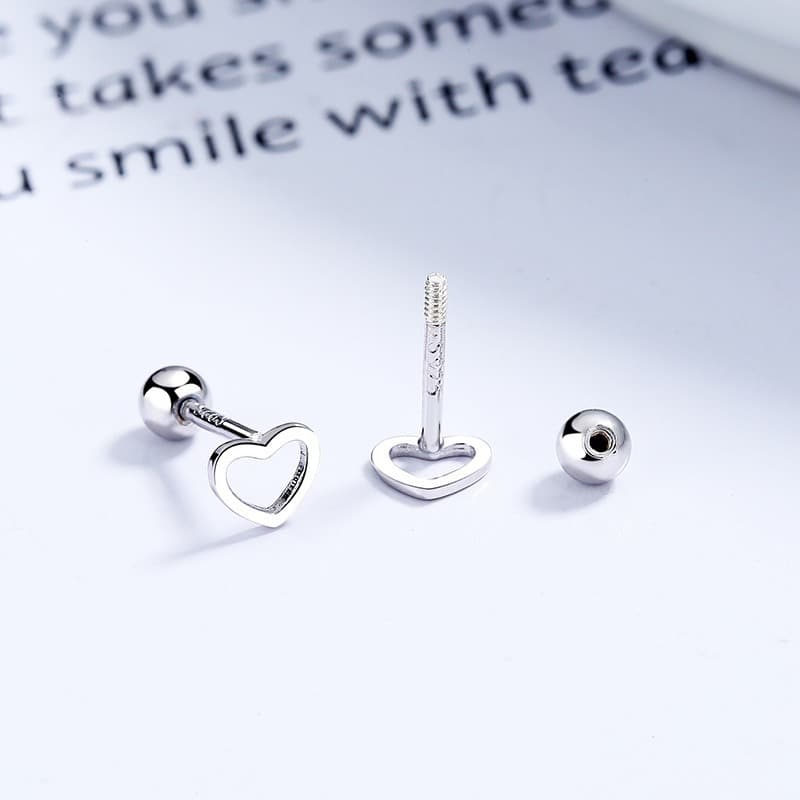 European and American hot-selling hollow love earrings, heart-shaped screws, ear bone nails, Hot Girls Hot Style 2024 New Earrings Wholesale 8