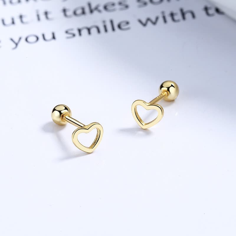 European and American hot-selling hollow love earrings, heart-shaped screws, ear bone nails, Hot Girls Hot Style 2024 New Earrings Wholesale 9