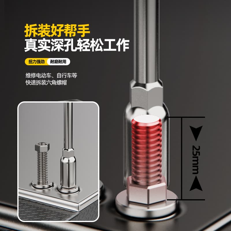 Socket screwdriver set thin-walled lengthened and deepened external hex socket driver 6-angle nut socket wrench 5.5 7 4