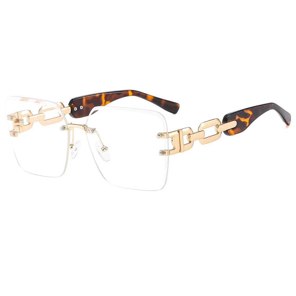 New fashionable hollow temples, square frameless sunglasses, ins trendy and versatile outdoor sun protection sunshade sunglasses 4