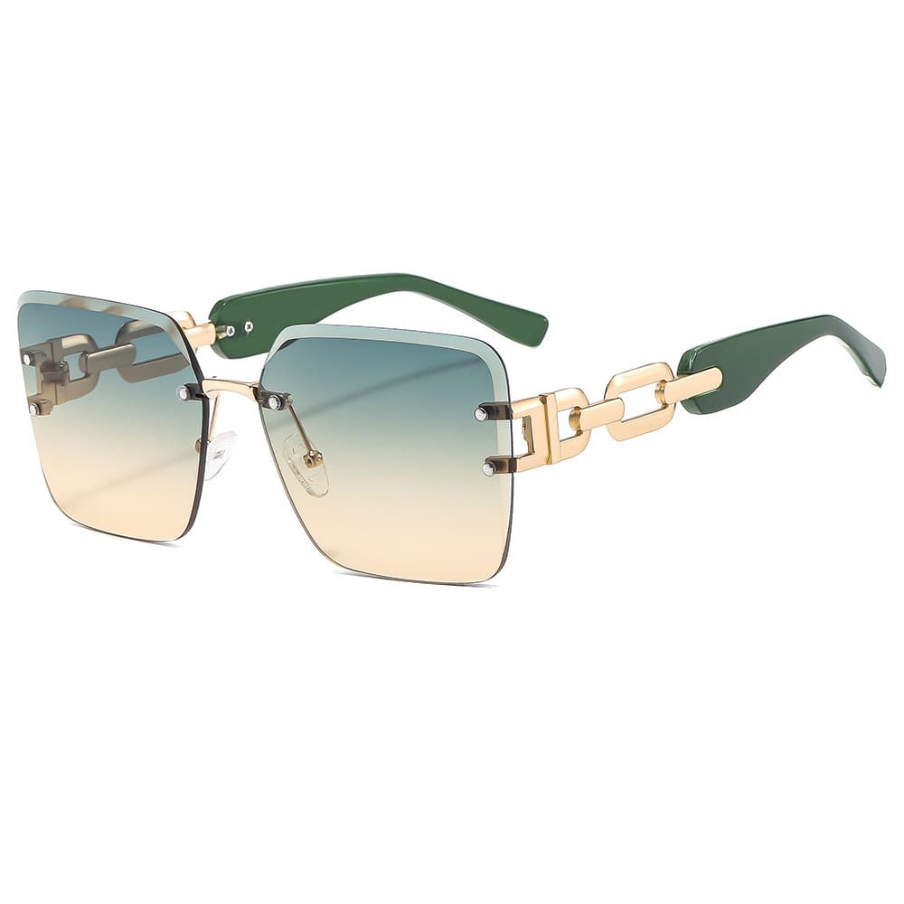 New fashionable hollow temples, square frameless sunglasses, ins trendy and versatile outdoor sun protection sunshade sunglasses 1