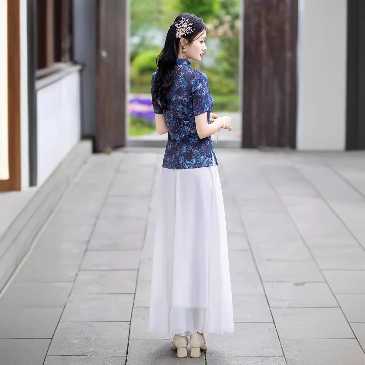 Tang suit women's Chinese style improved half-length cheongsam top short-sleeved retro slim cotton and linen traditional ethnic style women's clothing 4