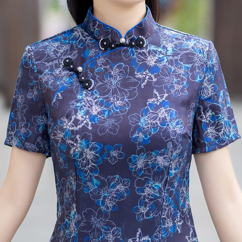 Tang suit women's Chinese style improved half-length cheongsam top short-sleeved retro slim cotton and linen traditional ethnic style women's clothing 7