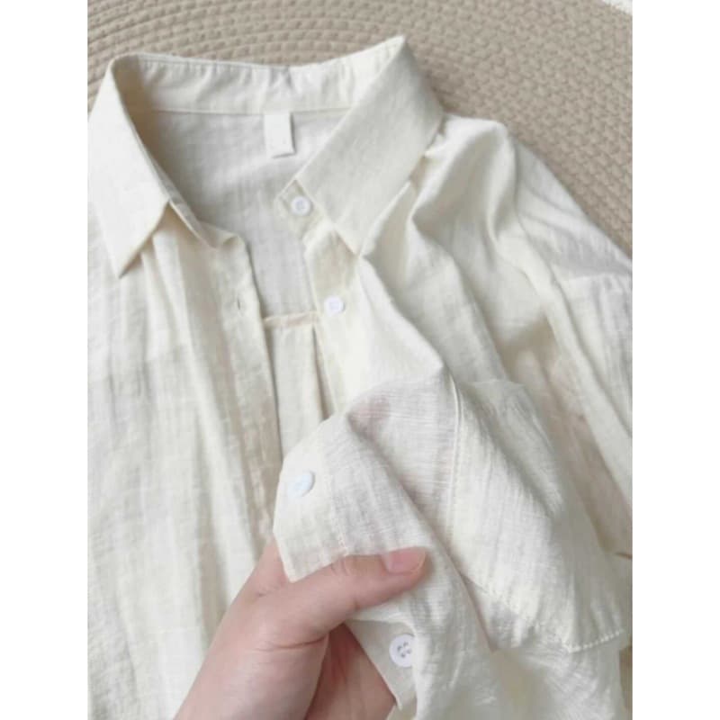 Apricot sun protection shirt top women's summer design niche versatile long-sleeved outer wear casual shirt thin jacket 3