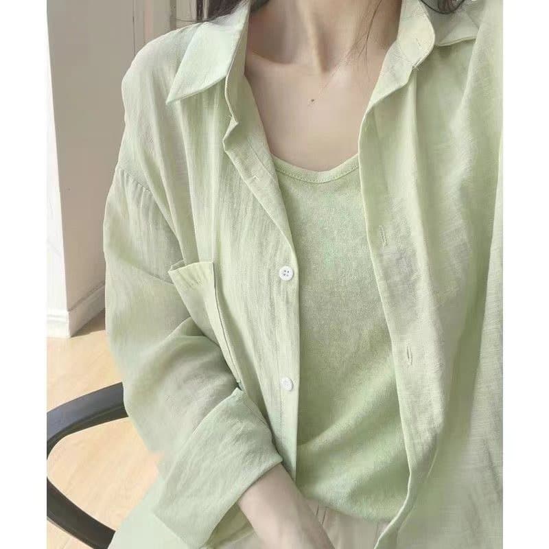 Apricot sun protection shirt top women's summer design niche versatile long-sleeved outer wear casual shirt thin jacket 10