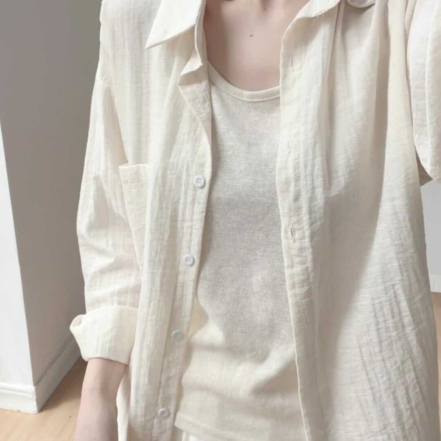 Apricot sun protection shirt top women's summer design niche versatile long-sleeved outer wear casual shirt thin jacket 1