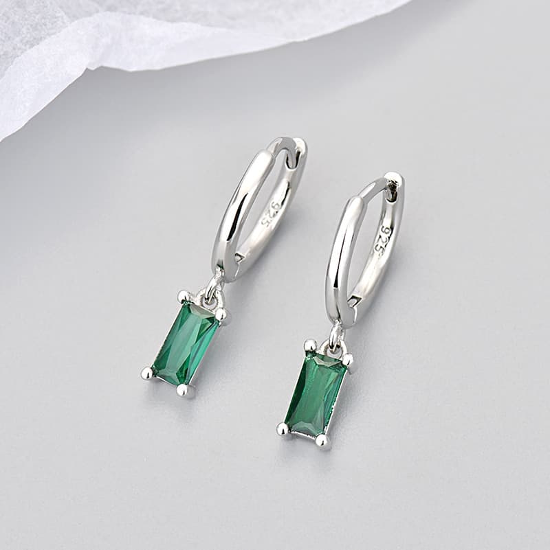 European and American foreign trade cross-border simple rectangular colored zircon earrings, feminine, fashionable, everyday, versatile and trendy earrings 3