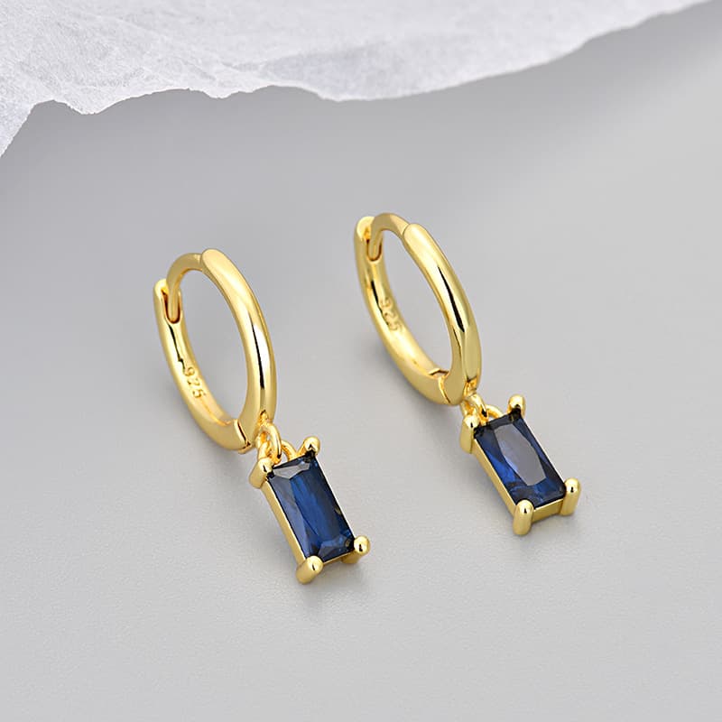 European and American foreign trade cross-border simple rectangular colored zircon earrings, feminine, fashionable, everyday, versatile and trendy earrings 4