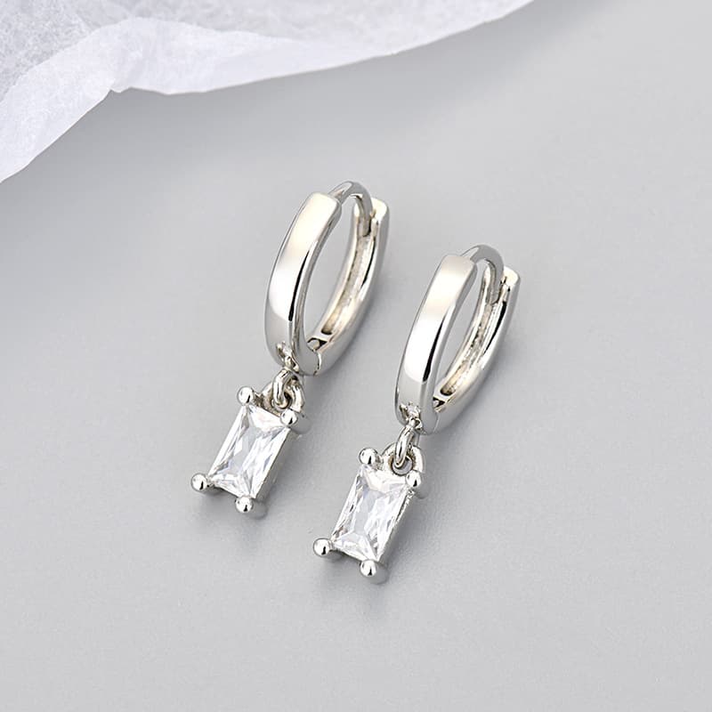 European and American foreign trade cross-border simple rectangular colored zircon earrings, feminine, fashionable, everyday, versatile and trendy earrings 5