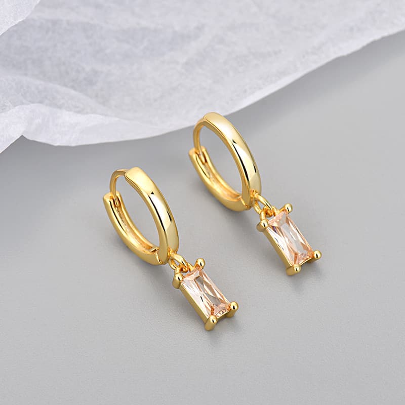 European and American foreign trade cross-border simple rectangular colored zircon earrings, feminine, fashionable, everyday, versatile and trendy earrings 7