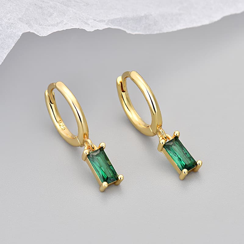 European and American foreign trade cross-border simple rectangular colored zircon earrings, feminine, fashionable, everyday, versatile and trendy earrings 9