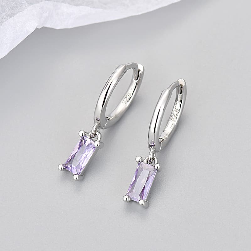 European and American foreign trade cross-border simple rectangular colored zircon earrings, feminine, fashionable, everyday, versatile and trendy earrings 10