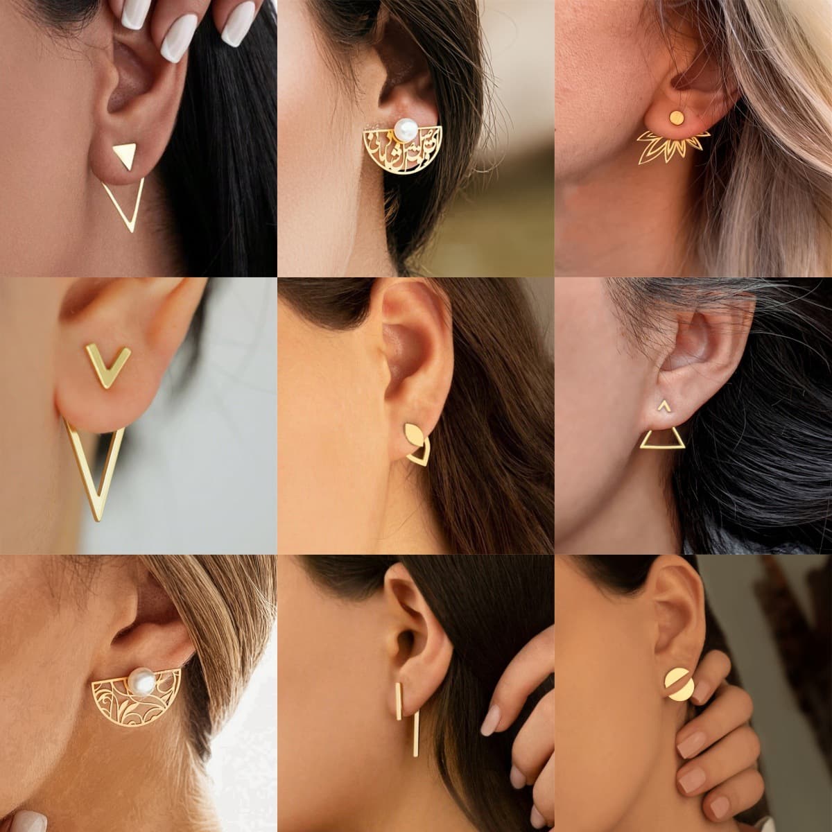 2026 European and American new fashion earrings, simple temperament, geometric square two-piece set, multi-wear earrings for women, cross-border 5