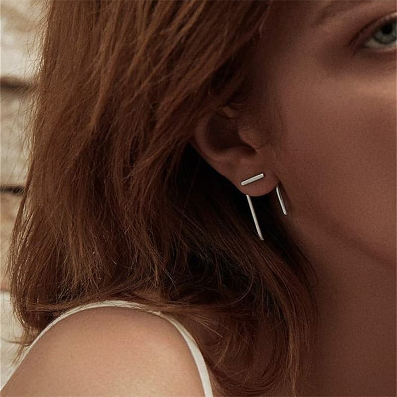 2026 European and American new fashion earrings, simple temperament, geometric square two-piece set, multi-wear earrings for women, cross-border 7